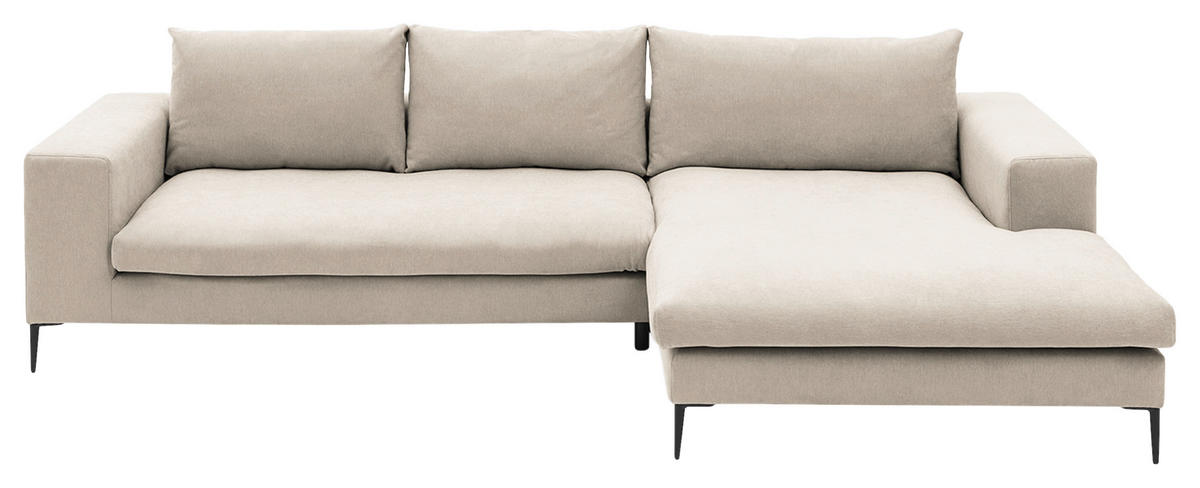ECKSOFA Webstoff Beige  - Beige/Schwarz, Design, Textil/Metall (275/170cm) - Trendmanufaktur