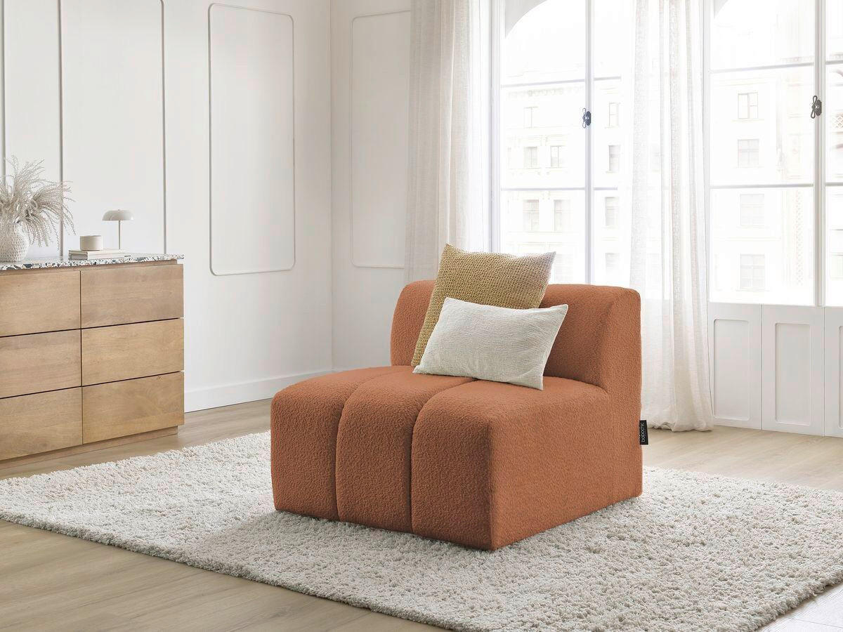 SOFAELEMENT ANNECY Bouclé Orange  - Schwarz/Orange, MODERN, Kunststoff/Textil (91/72/91cm)