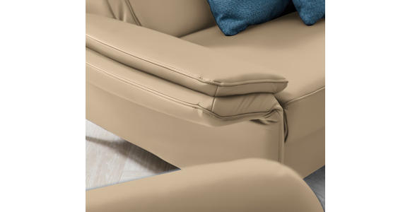 2,5-SITZER Latina in Echtleder Beige   - Beige/Schwarz, Design, Leder/Metall (164/84/99cm) - Dieter Knoll