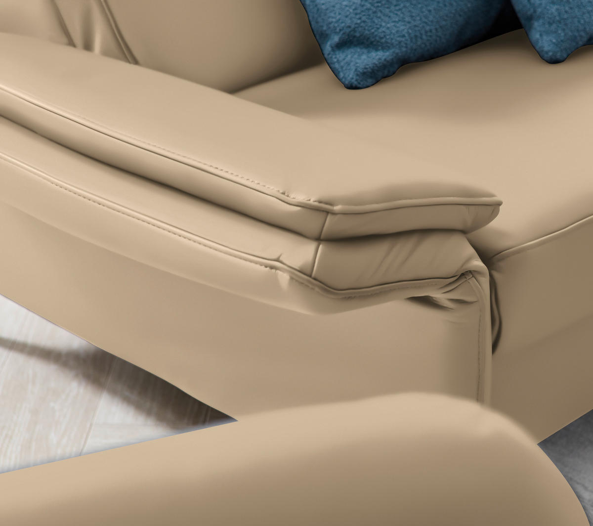 2,5-SITZER in Leder Beige  - Beige/Schwarz, Design, Leder/Metall (164/84/99cm) - Dieter Knoll