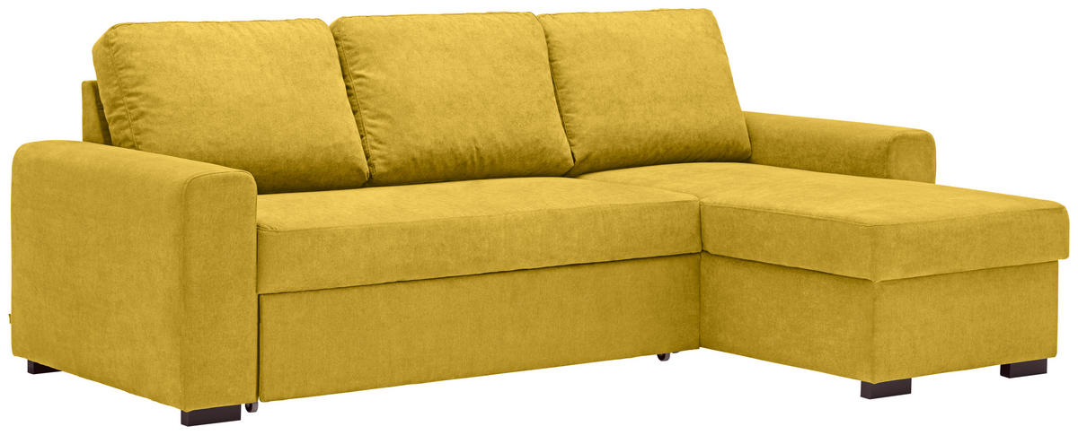ECKSOFA inkl.Funktionen Gelb Webstoff  - Gelb/Schwarz, Design, Textil (245/160cm) - Xora