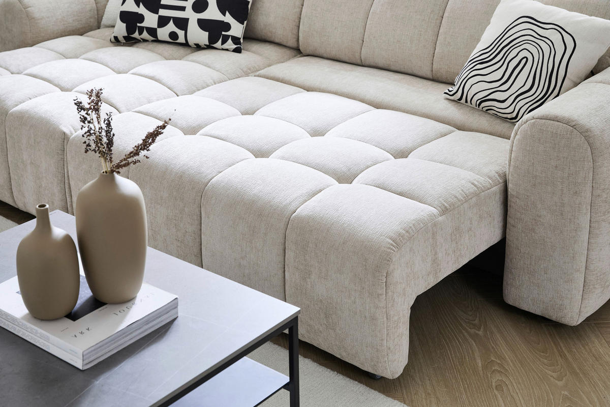 ROHOVÁ SEDACIA SÚPRAVA, textil, béžová - čierna/béžová, Design, textil/plast (160/264cm) - Xora