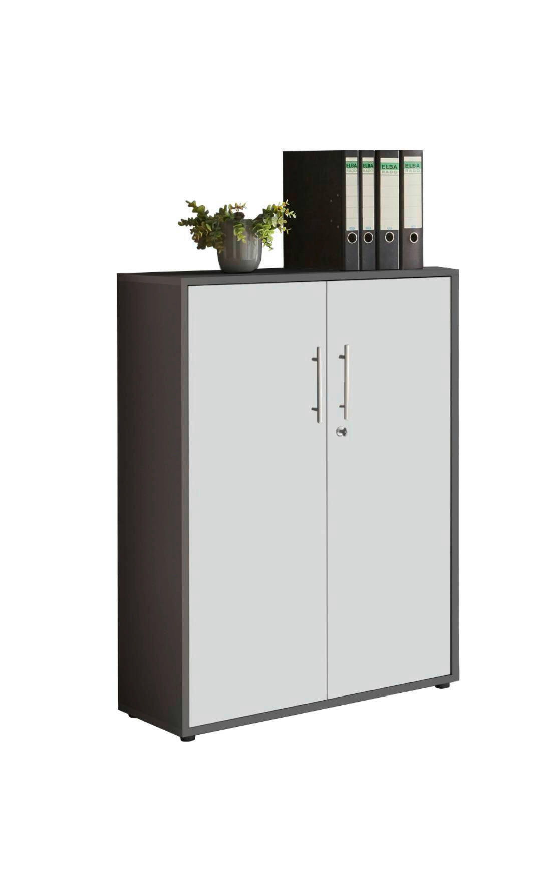SKŘÍŇ NA ŠANONY, antracitová, bílá, 84,4/113,6/33 cm - bílá/antracitová, Lifestyle, kompozitní dřevo (84,4/113,6/33cm) - MID.YOU