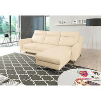 ECKSOFA Lederlook Echtleder Beige  - Chromfarben/Beige, Design, Leder/Textil (236/168cm) - Livetastic