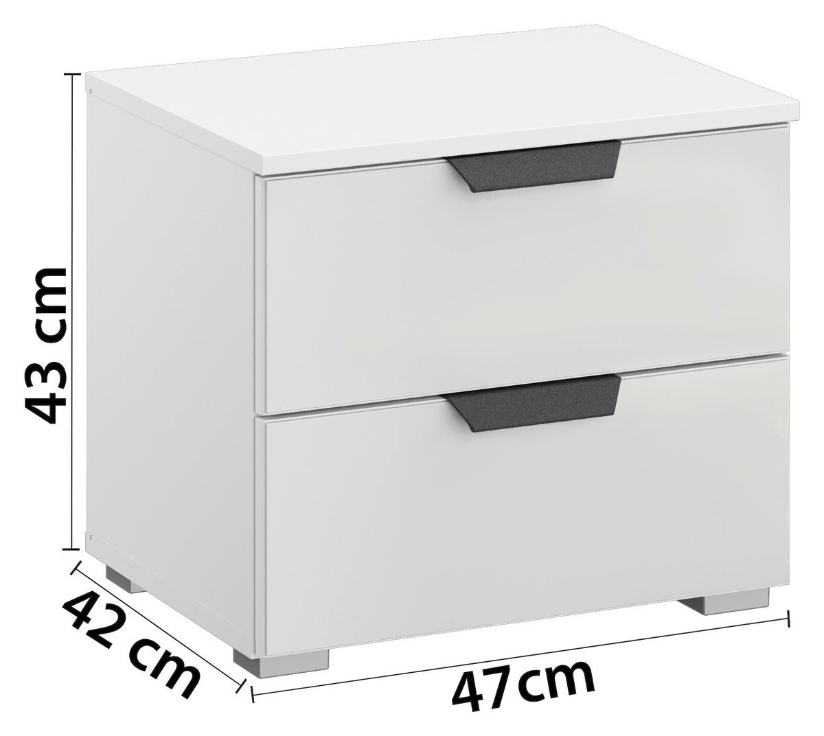 SÄNGBORD i vit, vit högglans  - vit/aluminiumfärg, Modern, metall/trämaterial (40/42/42cm) - Rauch Möbel