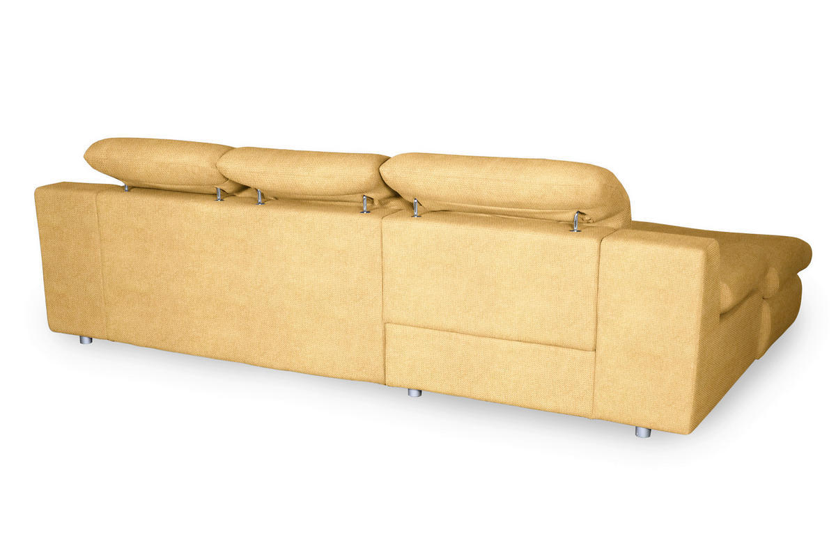 ECKSOFA in Chenille Gelb  165/286 cm  - Chromfarben/Gelb, Design, Textil/Metall (165/286cm) - Livetastic