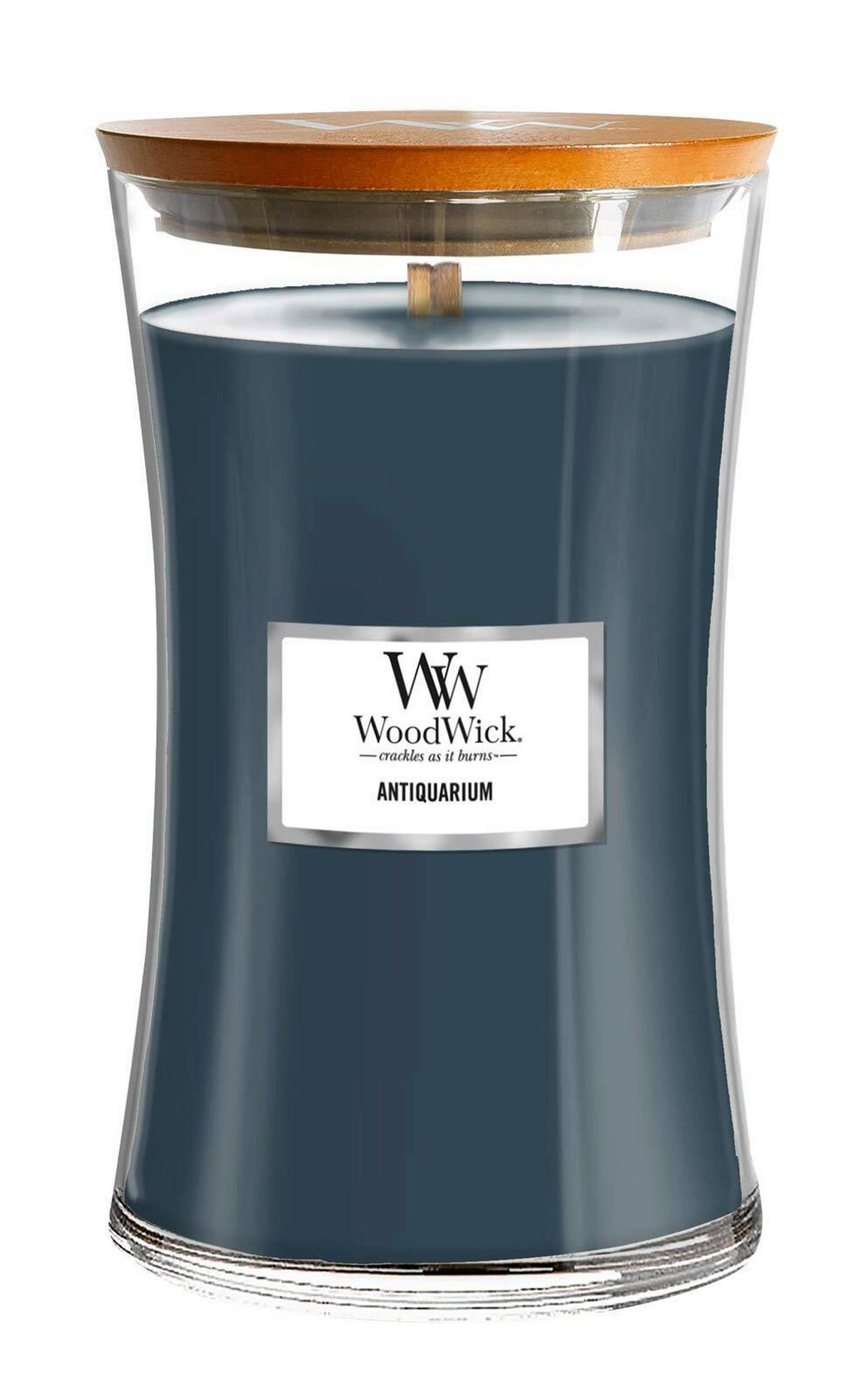 DIŠEČA SVEČA - temno modra, Basics, steklo/les (10/18/10cm) - WoodWick