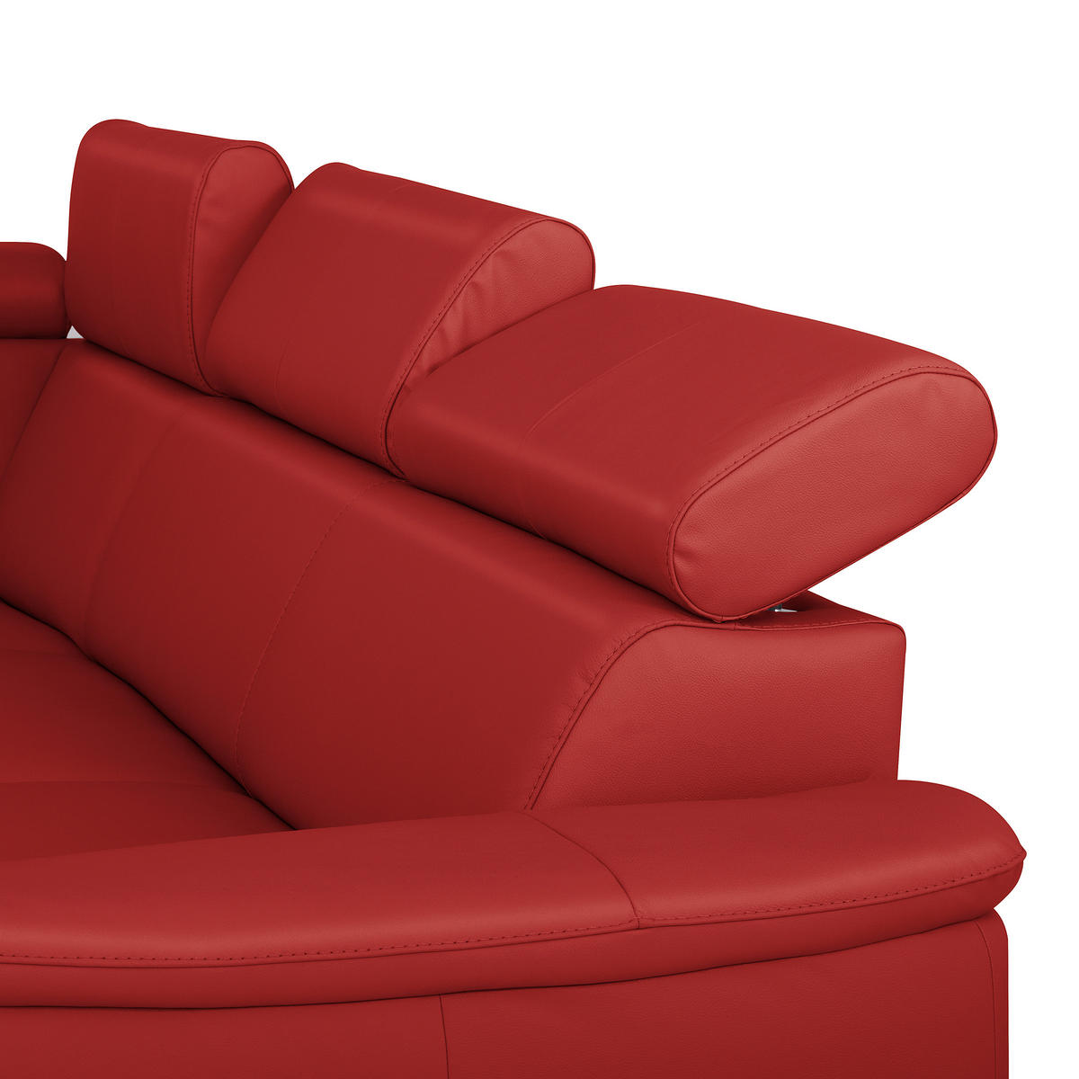 WOHNLANDSCHAFT Rot Kombination Echtleder/Lederlook Bettkasten, Schlaffunktion, Rücken echt, Armteilverstellung, Kopfteilverstellung  - Rot, Leder/Metall (211/262cm) - Celina Home