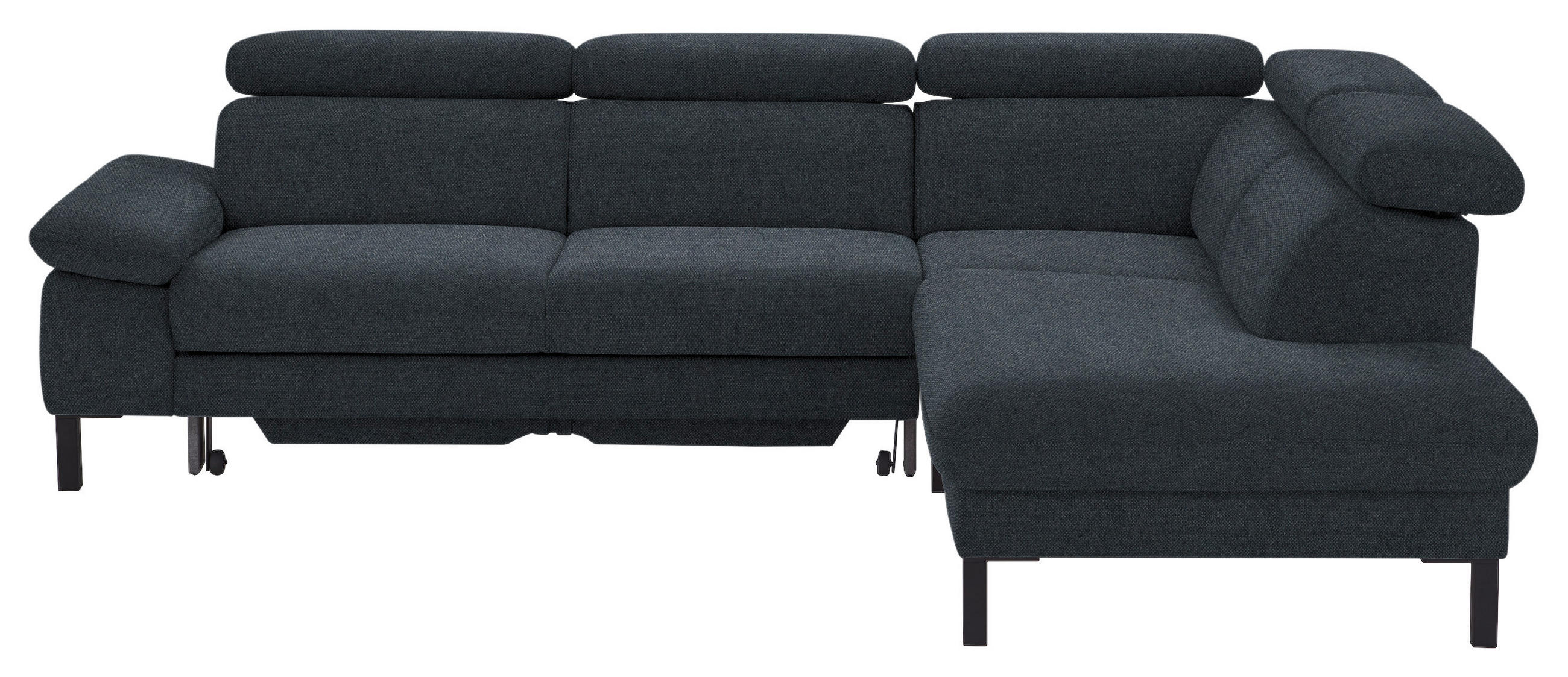 ECKSOFA in Flachgewebe Anthrazit  - Anthrazit/Schwarz, Design, Holzwerkstoff/Textil (272/217cm) - Pure Home Comfort
