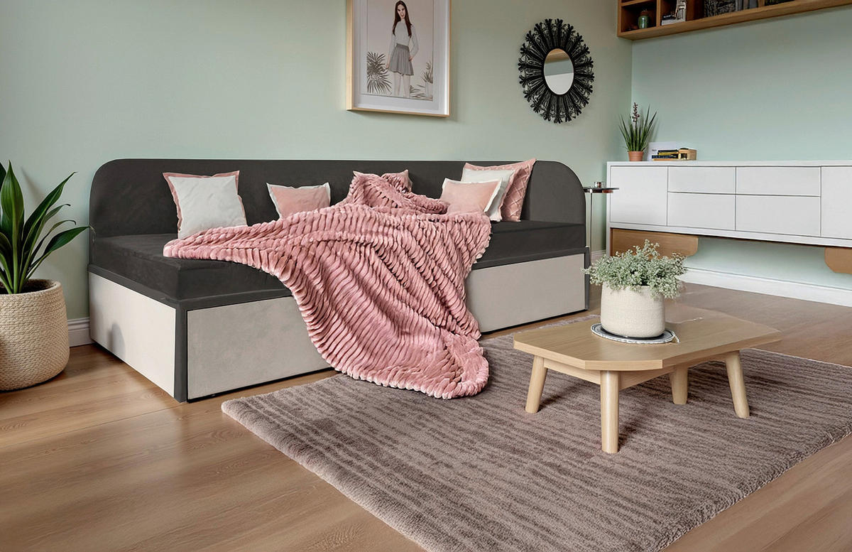 ČALOUNĚNÁ POSTEL, 90/200 cm černá - černá, Moderní, textil (90/200cm) - Livetastic