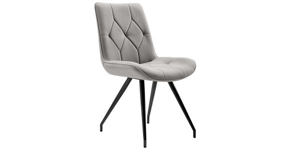 STUHL Mikrofaser Hellgrau - Hellgrau/Schwarz, Design, Textil/Metall (52/89/66cm) - Novel