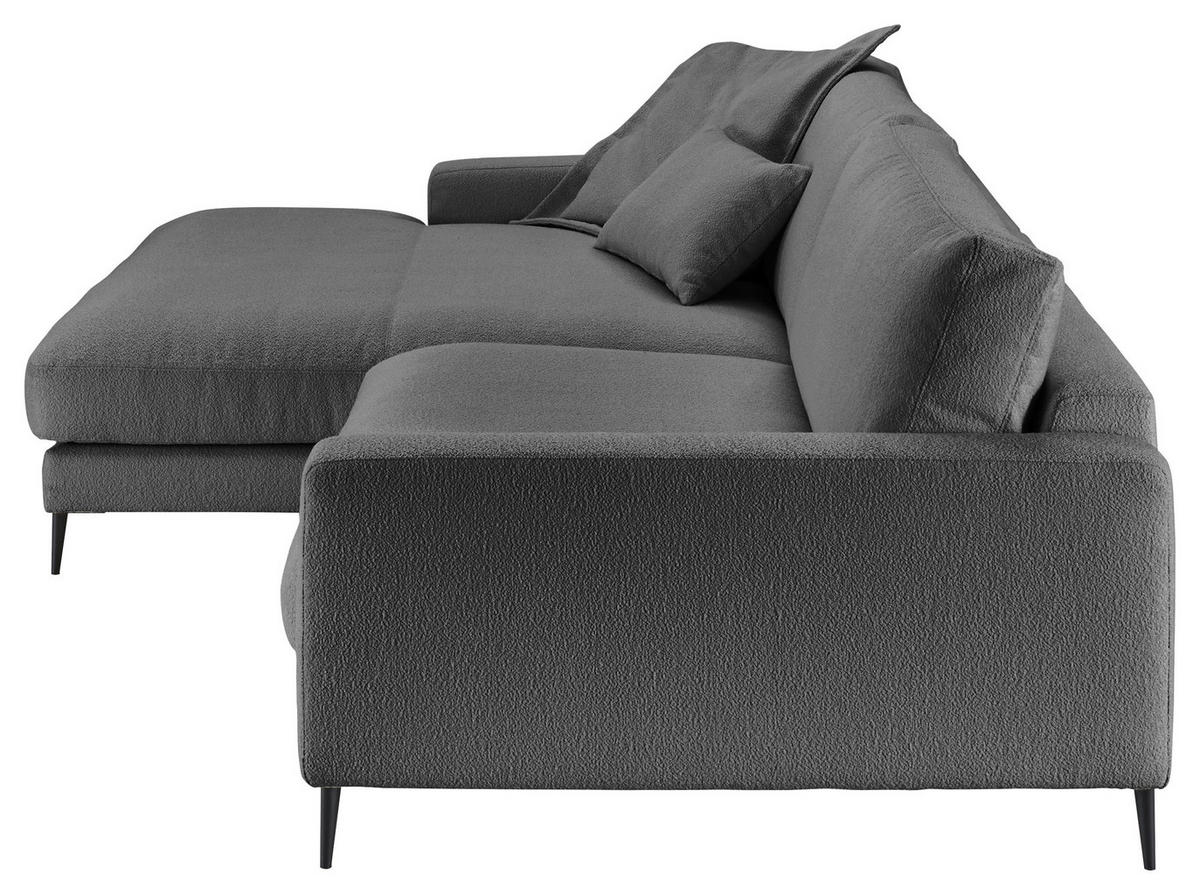 ECKSOFA in Flachgewebe Anthrazit  - Anthrazit/Schwarz, Design, Textil/Metall (190/272cm) - Lomoco