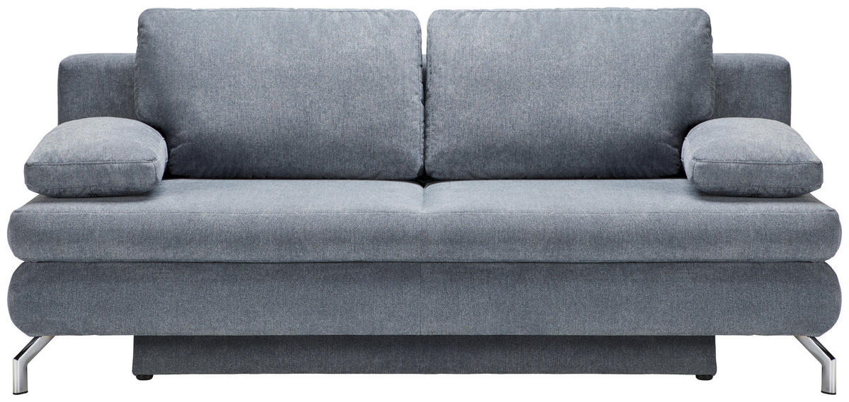 ROZKLADACIA POHOVKA, textil, sivá - sivá/chrómová, Design, kov/textil (200/91/92cm) - Novel
