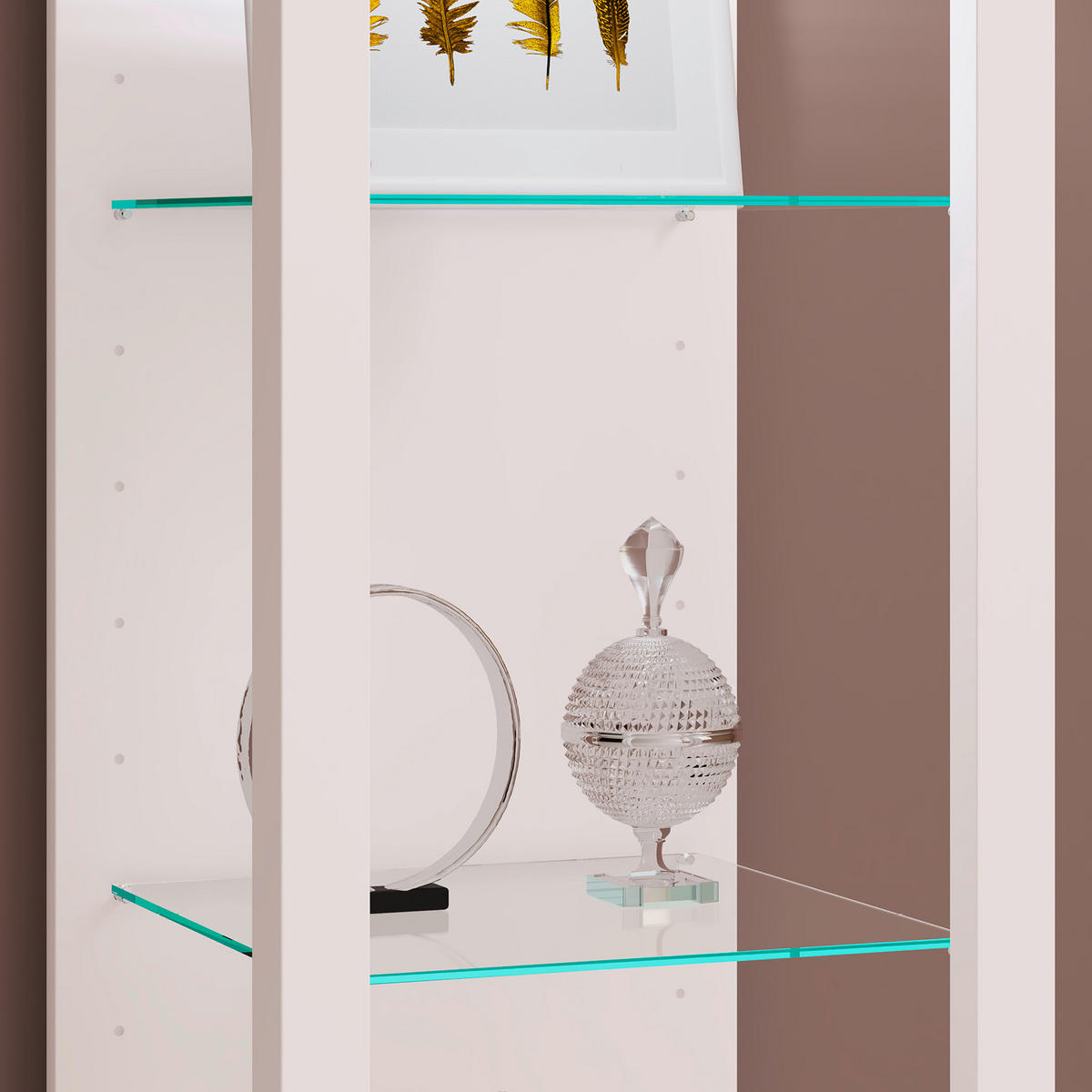 VITRINE in Weiss  - Weiss/Schwarz, Modern, Glas/Holzwerkstoff (35/90/35cm) - MID.YOU