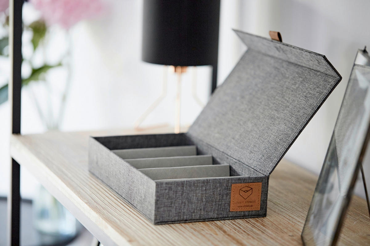 BRILLENBOX - Grau, Basics, Karton/Textil (30/17/6cm) - Store It