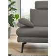 ECKSOFA in Echtleder Grau  - Schwarz/Grau, Design, Leder/Metall (310/180cm) - Dieter Knoll