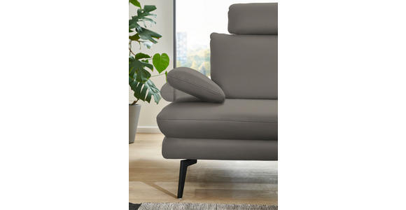 ECKSOFA in Echtleder Grau - Schwarz/Grau, Design, Leder/Metall (310/180cm) - Dieter Knoll