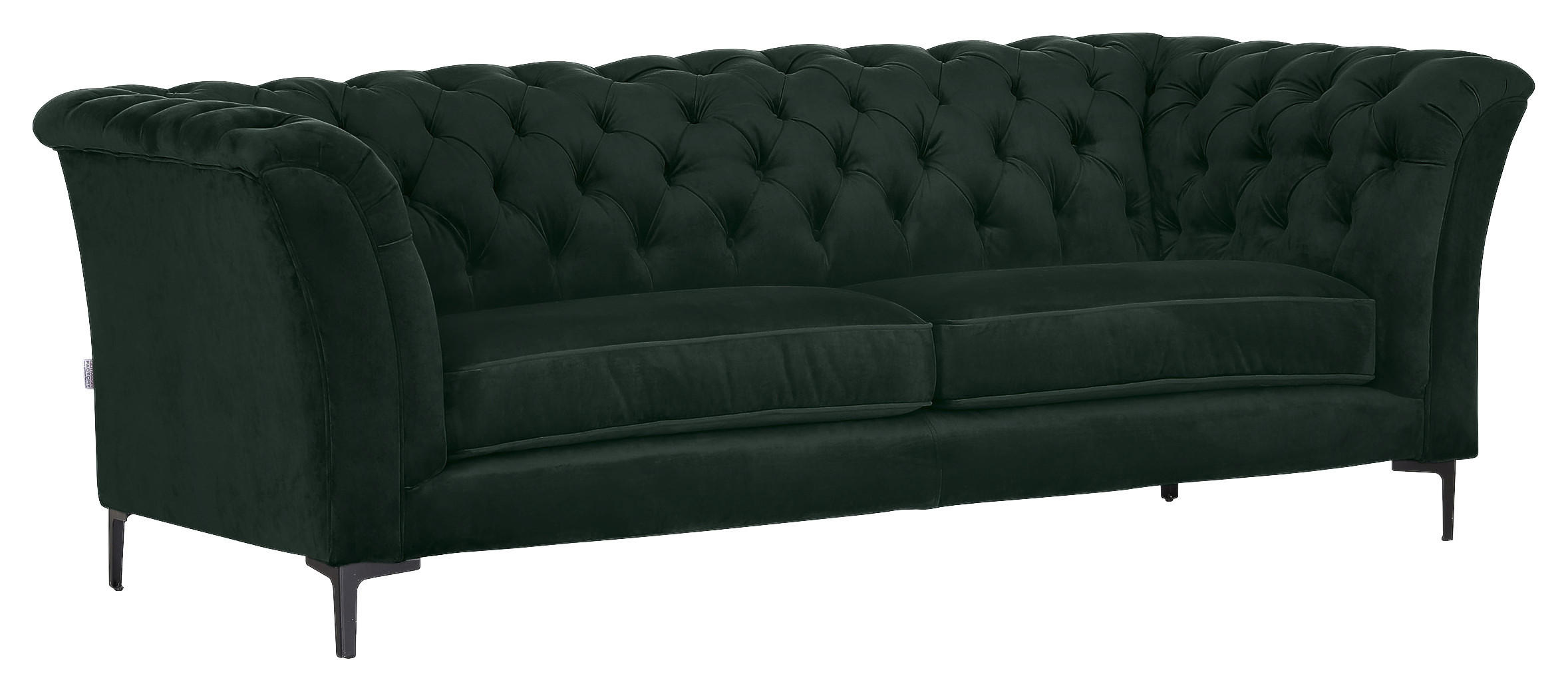 CHESTERFIELD-SOFA  in Flachgewebe Grün  - Schwarz/Grün, LIFESTYLE, Textil/Metall (220/80/100cm) - Landscape