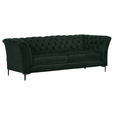 CHESTERFIELD-SOFA Grün Flachgewebe  - Schwarz/Grün, LIFESTYLE, Textil/Metall (220/80/100cm) - Landscape
