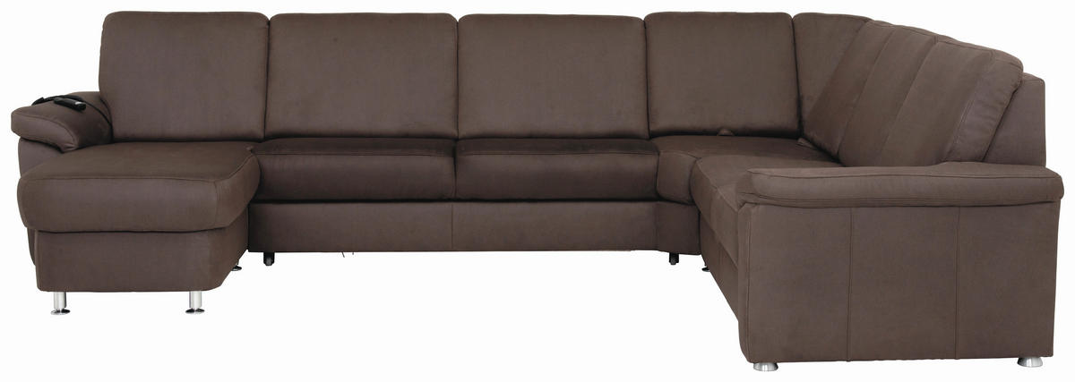 WOHNLANDSCHAFT in Flachgewebe Dunkelbraun  - Chromfarben/Dunkelbraun, Konventionell, Textil/Metall (163/336/240cm) - Beldomo System