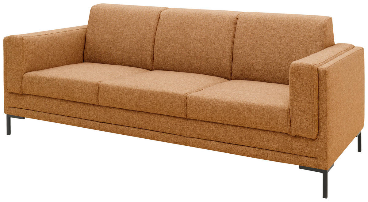 3-SITZER-SOFA in Webstoff Messingfarben  - Messingfarben/Schwarz, Design, Textil/Metall (210/82/90cm) - LOOKS by W.Joop
