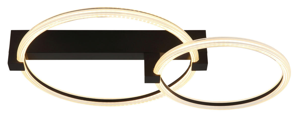 LED-DECKENLEUCHTE Fletcher 58/38/11,5 cm  - Transparent/Schwarz, Design, Kunststoff/Metall (58/38/11,5cm) - Globo