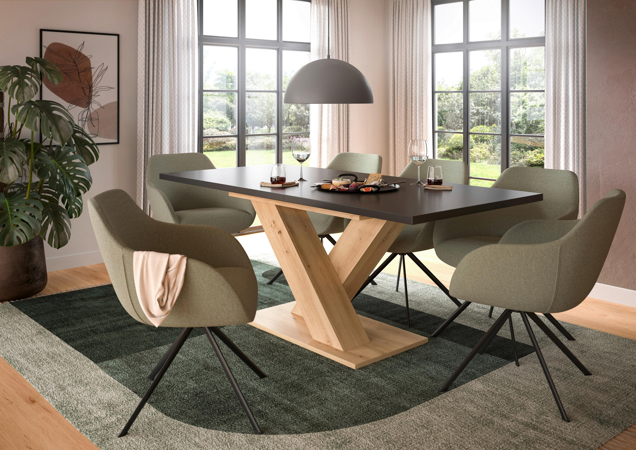 AUSZIEHTISCH Grau rechteckig  ausziehbar  - Eiche Artisan/Grau, KONVENTIONELL, Holzwerkstoff (150-190/76/90cm)