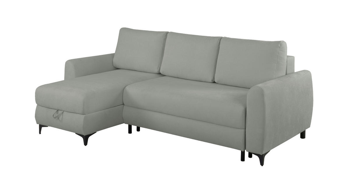 ECKSOFA Moli Dunkelgrau  - Dunkelgrau/Schwarz, Design, Textil/Metall (236/148cm) - MID.YOU