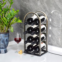 Etajeră Pentru Sticle De Vin 45,5/18,5/20,5 cm  - culoare stejar argintiu, Design, metal (45,5/18,5/20,5cm)