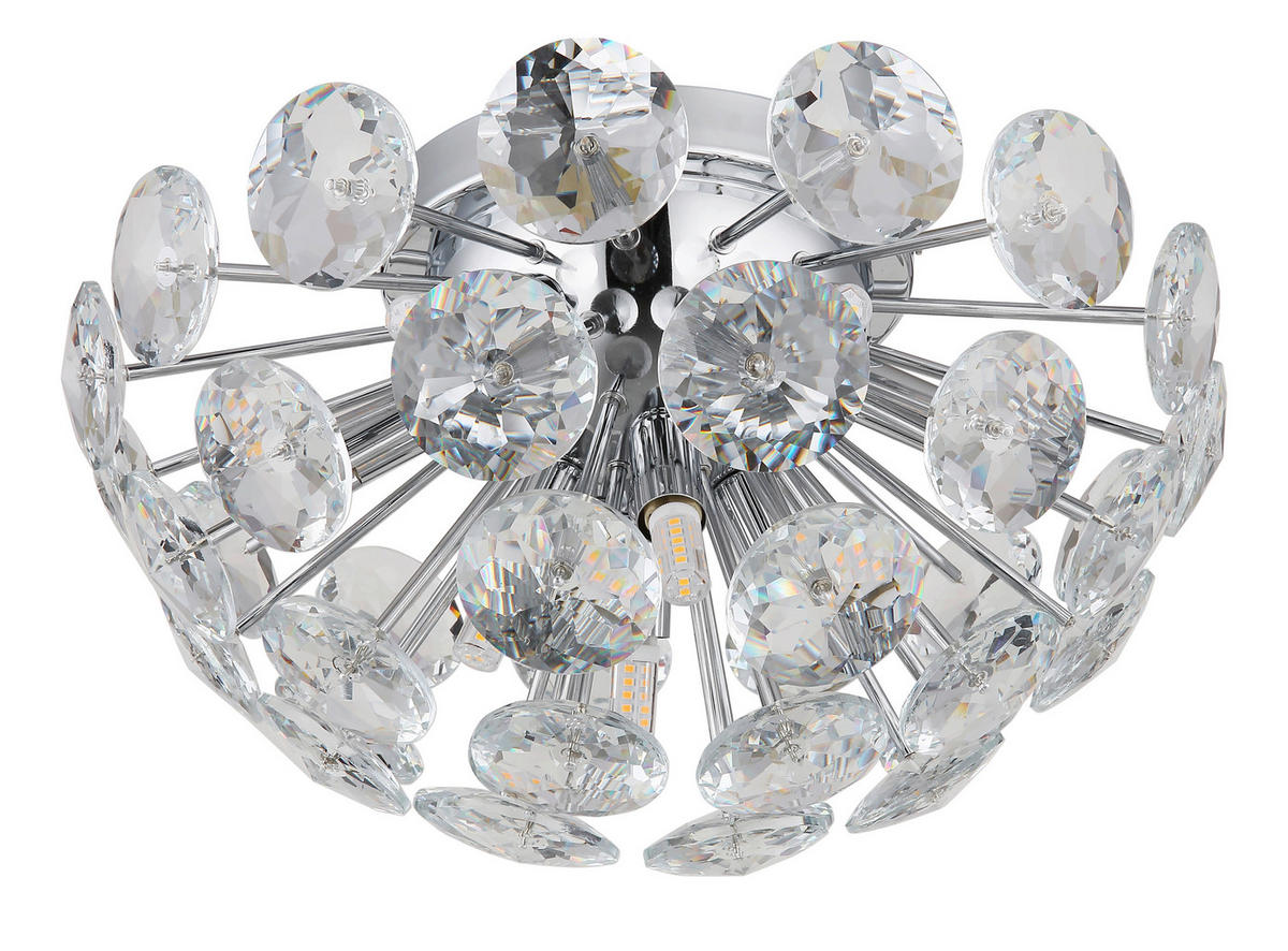 DECKENLEUCHTE  39/22 cm    - Klar/Chromfarben, KONVENTIONELL, Glas/Metall (39/22cm) - Globo