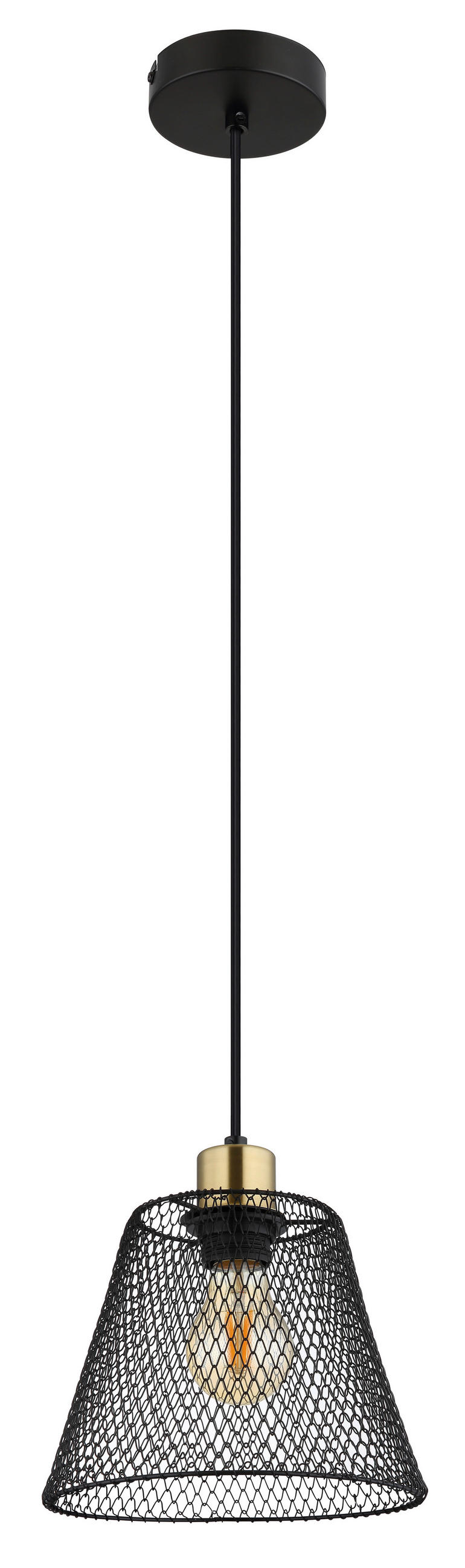 HÄNGELEUCHTE 20/120 cm    - Goldfarben/Schwarz, Design, Kunststoff/Metall (20/120cm) - Globo