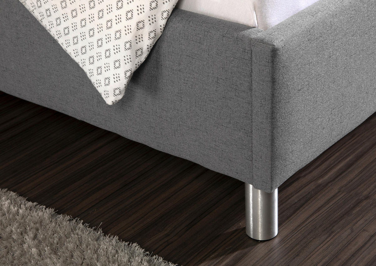 POLSTERBETT 100/200 cm,  in Grau,  - Alufarben/Grau, MODERN, Textil/Metall (100/200cm) - Livetastic