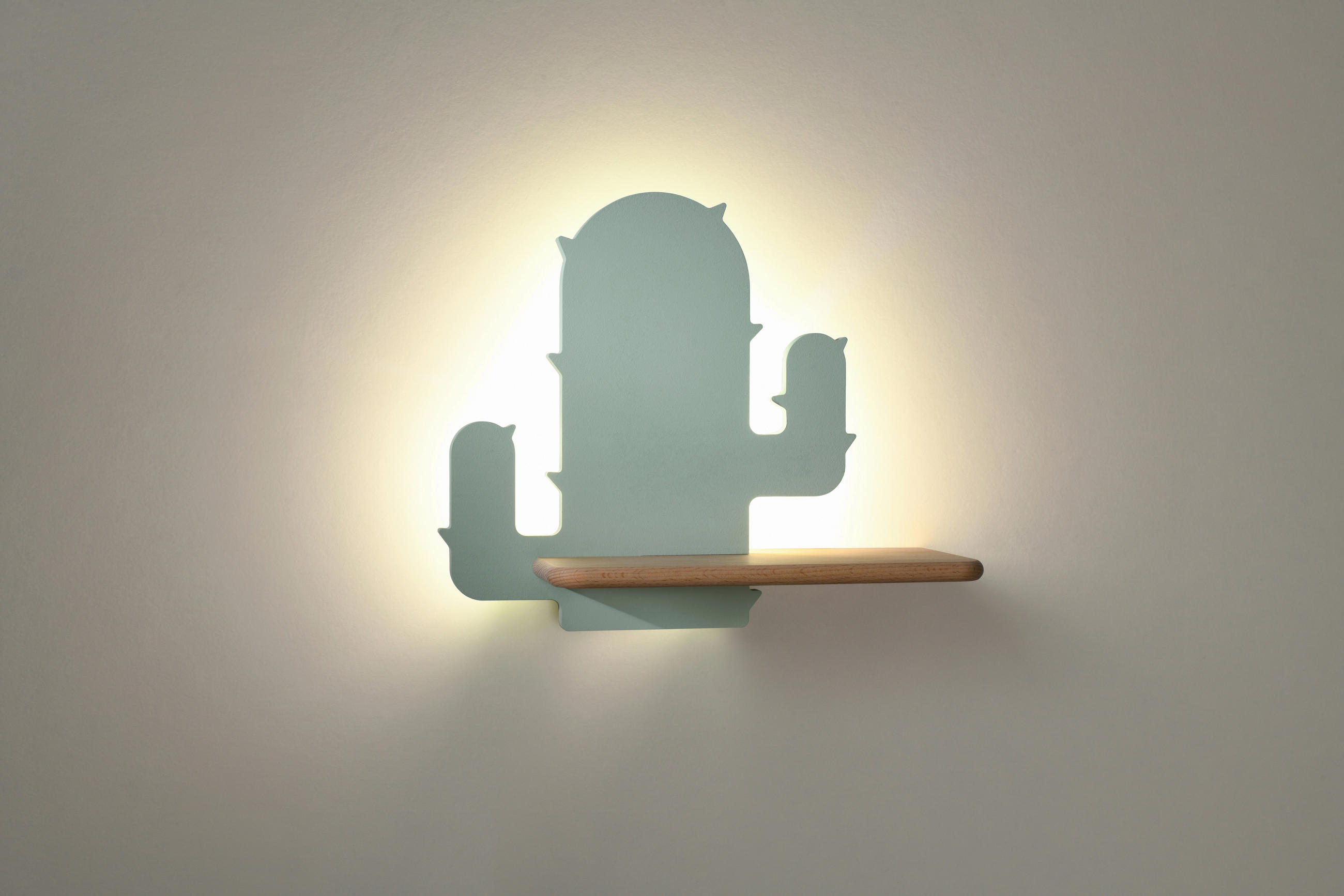 VÄGGLAMPA FÖR BARN Cactus 1 33/12/27.5 cm   - grön, Basics, metall/trämaterial (33/12/27.5cm)