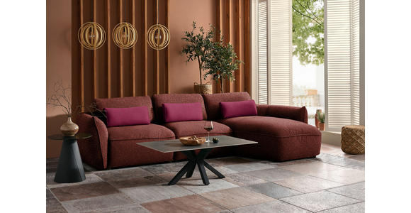 ECKSOFA  in Chenille Bordeaux  340/190 cm  - Bordeaux/Rot, Design, Kunststoff/Textil (340/190cm) - Belluti