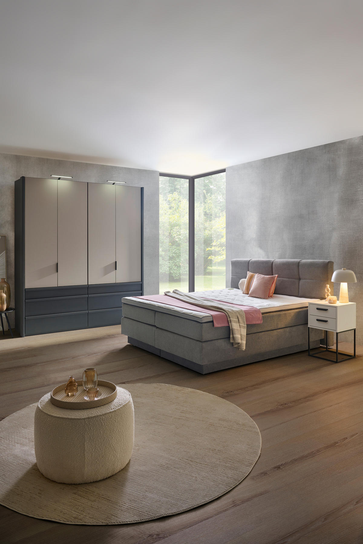 BOXSPRINGBETT 180/200 cm  in Grau  - Schwarz/Grau, KONVENTIONELL, Kunststoff/Textil (180/200cm) - Carryhome