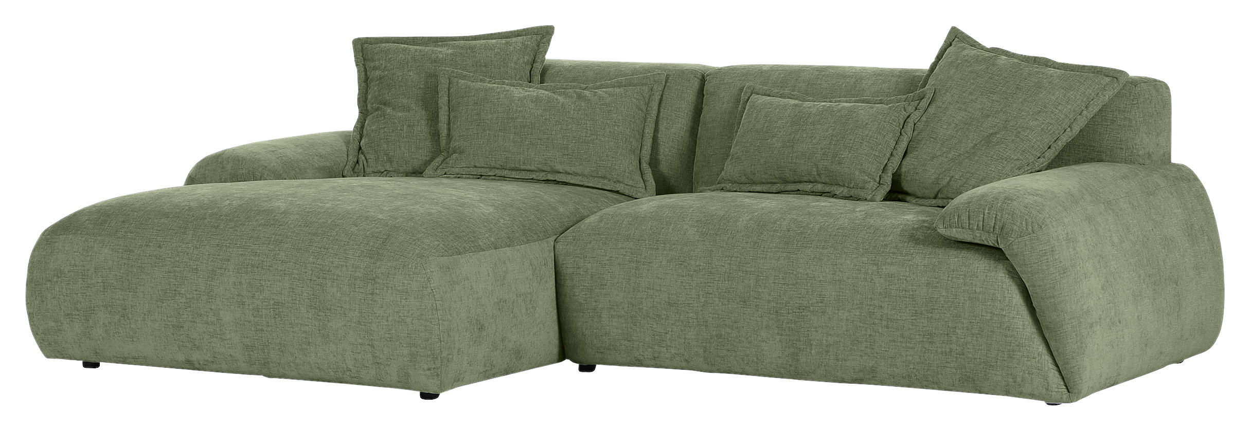 ECKSOFA Olivgrün Flachgewebe  - Schwarz/Olivgrün, KONVENTIONELL, Kunststoff/Textil (174/274cm) - Carryhome
