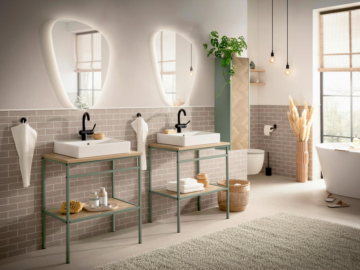 WASCHTISCHKOMBI 70 cm  - Eichefarben/Weiß, KONVENTIONELL, Keramik/Holzwerkstoff (70cm)