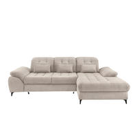 ECKSCHLAFSOFA  mit seitenverkehrt erhältlich, Rücken echt, Armteil links, Armteil rechts Cord Beige  - Beige/Schwarz, MODERN, Textil/Metall (273/189cm) - Livetastic