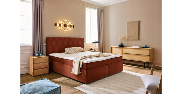 BOXSPRINGBETT 180/200 cm in Rostfarben - Rostfarben/Schwarz, Design, Kunststoff/Textil (180/200cm) - Xora
