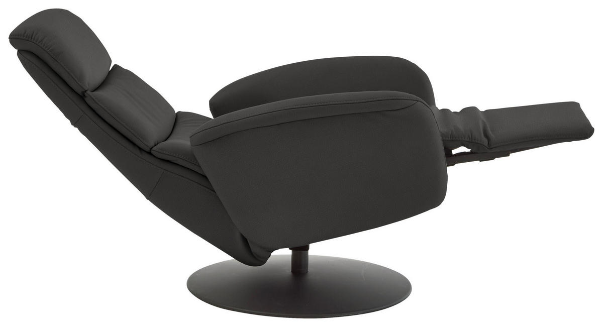 RELAXSESSEL in Leder Dunkelgrau  - Dunkelgrau/Schwarz, Design, Leder/Metall (76/108/86cm) - Dieter Knoll