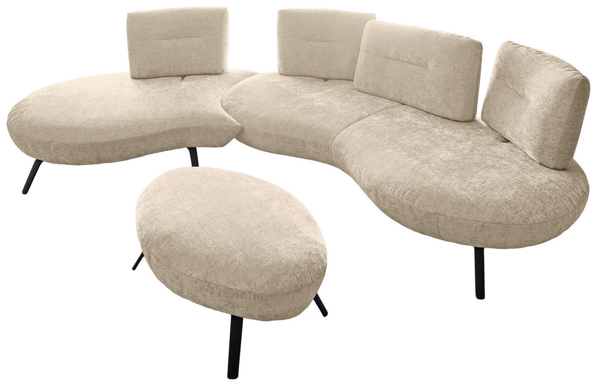BIGSOFA Flachgewebe Creme  - Creme/Schwarz, Design, Textil/Metall (456/93/138cm) - Moderano
