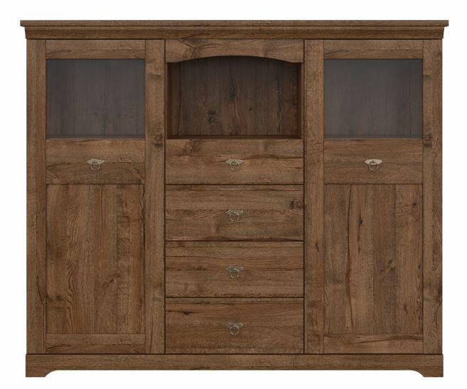 COMODĂ ÎNALTĂ  - argintiu/culoare lemn stejar, Design, plastic/sticlă (153/129cm) - Cantus