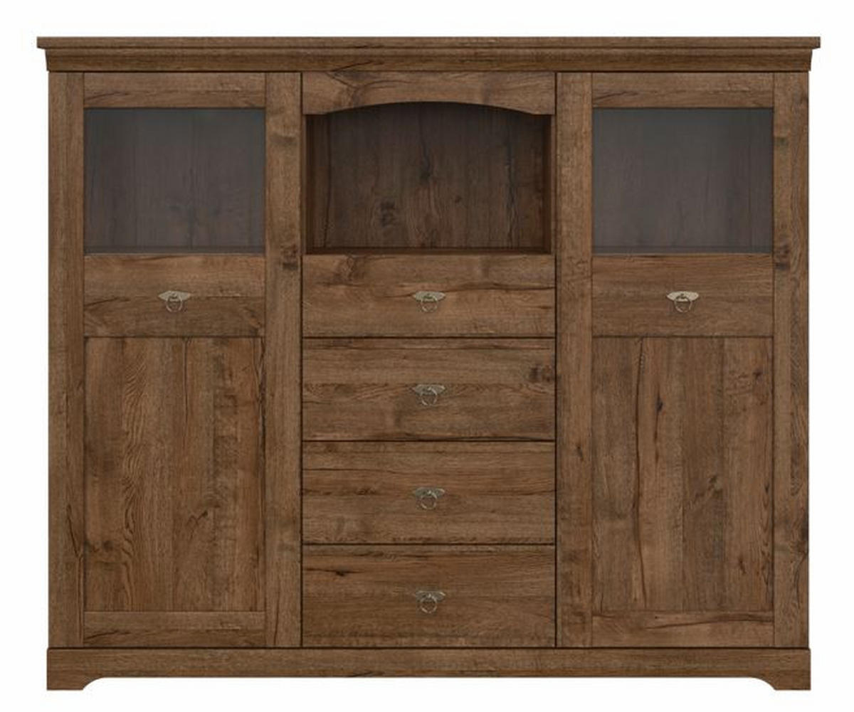 VYSOKÁ KOMODA, farba duba,  - čierna/farba duba, Design, kov/kompozitné drevo (153/129cm) - Cantus