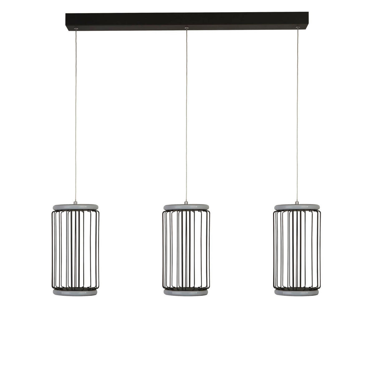 LED-HÄNGELEUCHTE Circolo Cage 90/16/150 cm   - Schwarz/Weiß, Design, Kunststoff/Metall (90/16/150cm) - Searchlight
