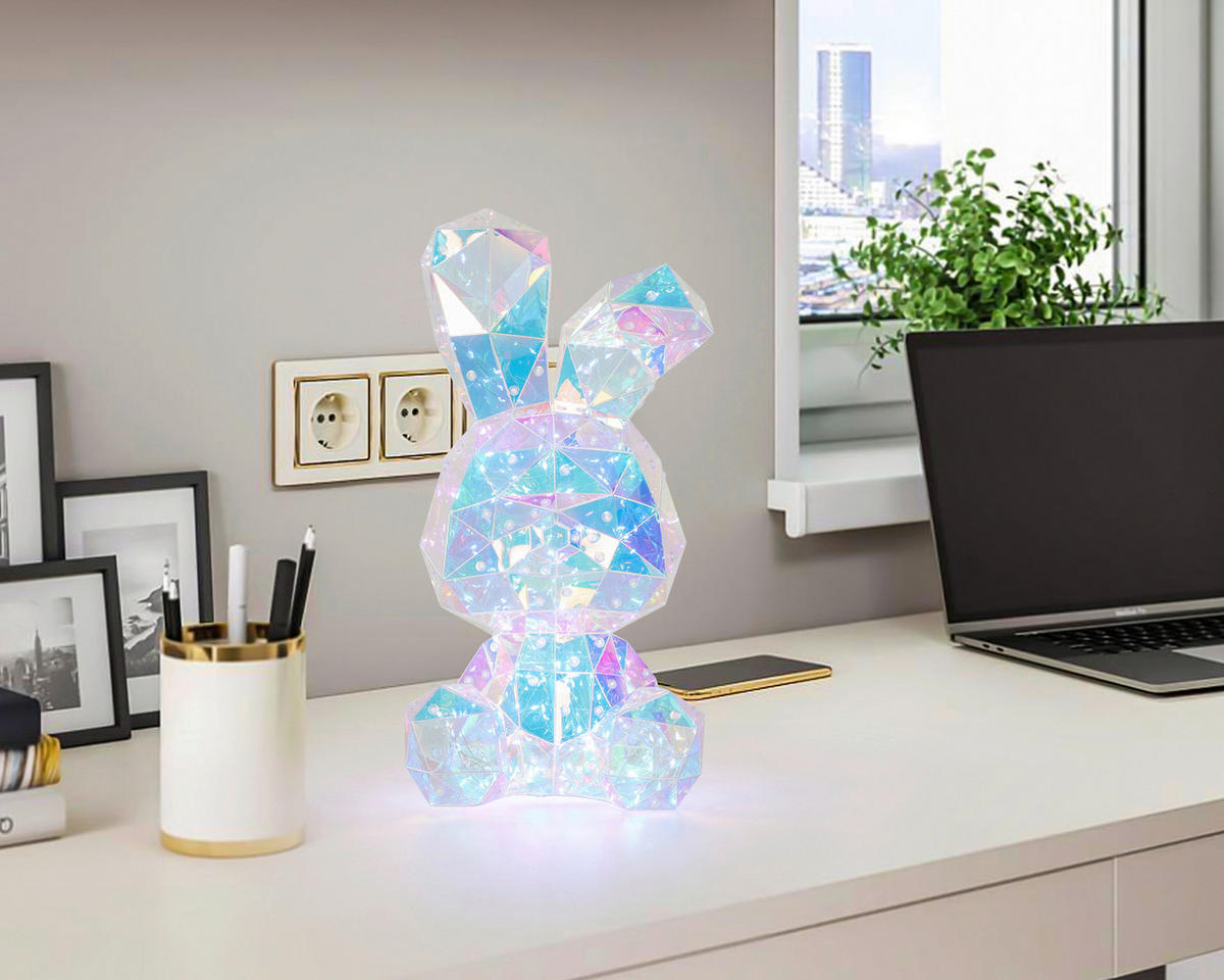 LED-DEKOLEUCHTE Hase 20/20/41 cm   - Transparent/Perlmutt, Design, Kunststoff (20/20/41cm) - Novel