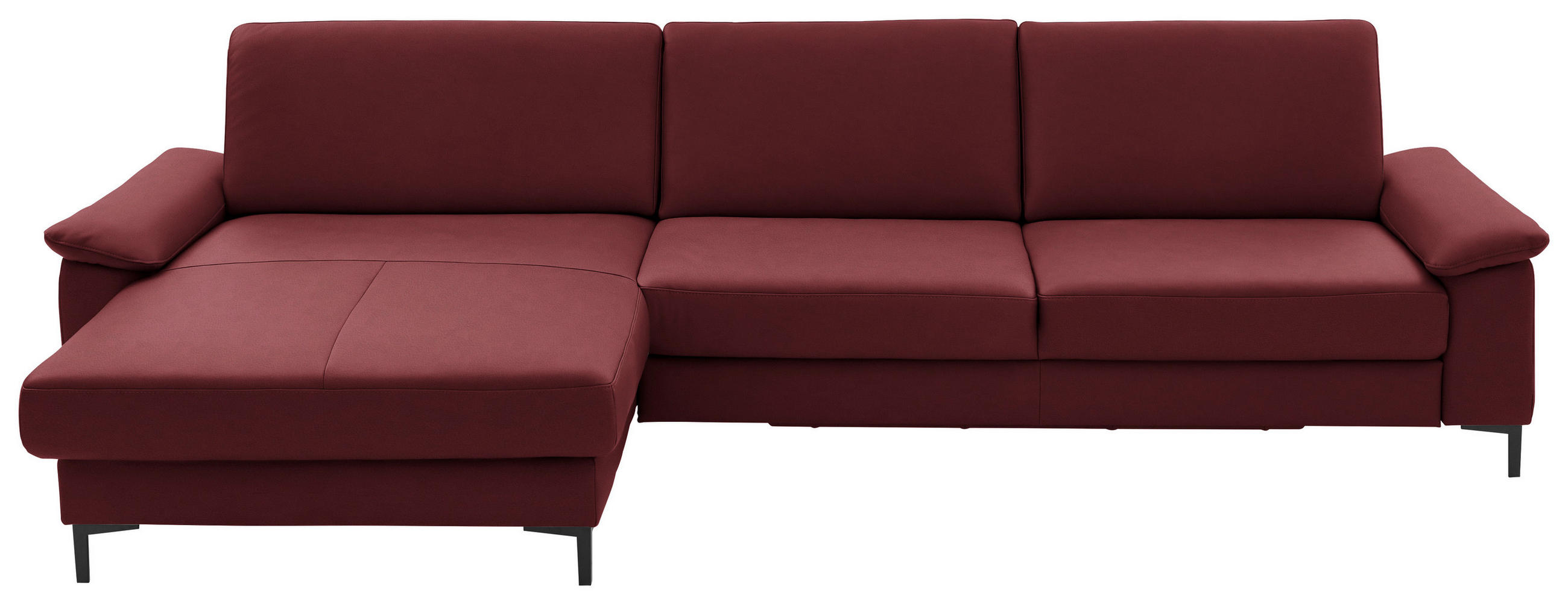 ECKSOFA in Echtleder Rot  - Rot/Schwarz, Design, Leder/Metall (176/334cm) - Dieter Knoll