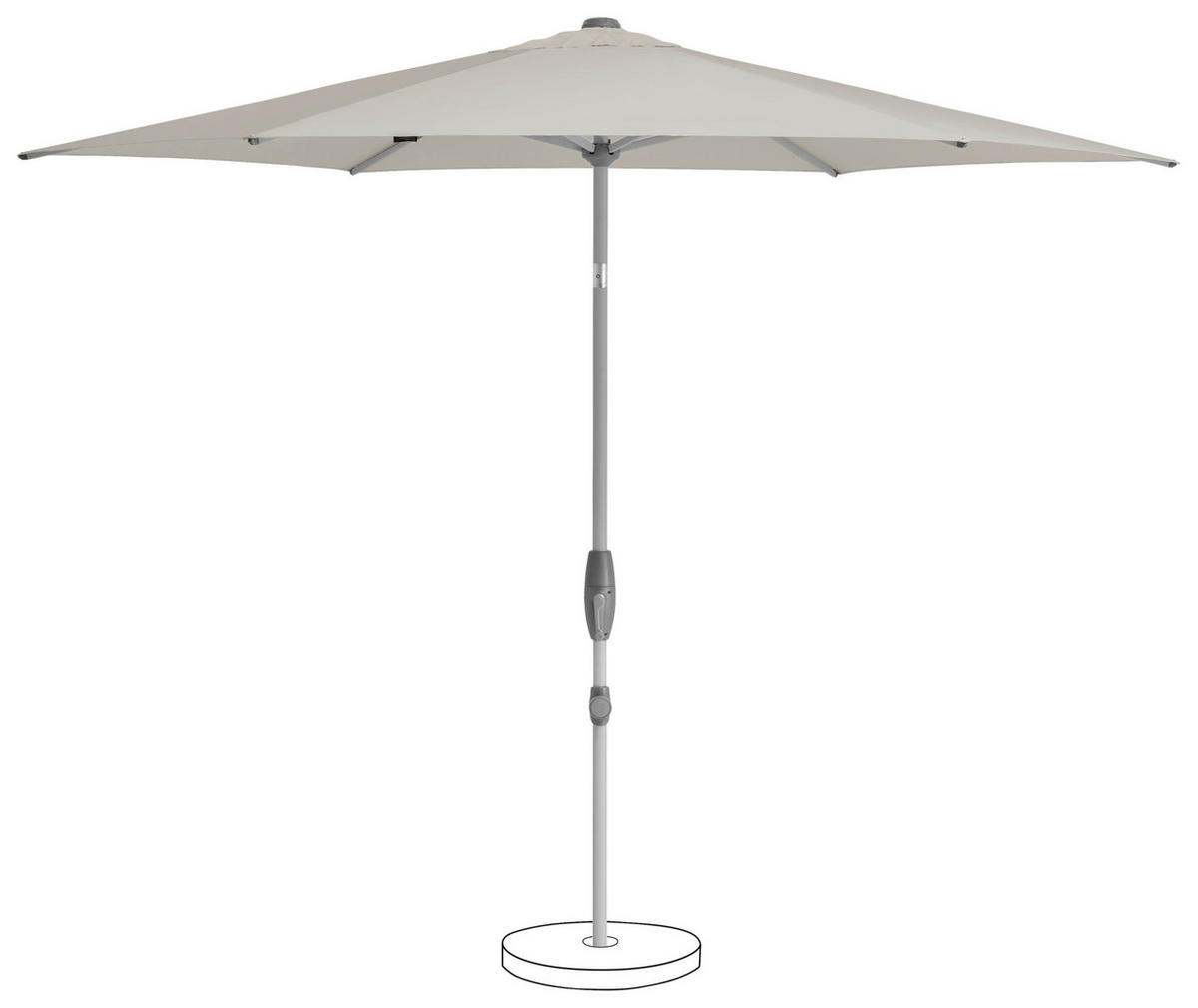 SONNENSCHIRM 330 cm Hellgrau  - Silberfarben/Hellgrau, KONVENTIONELL, Textil/Metall (330/330cm) - Suncomfort by Glatz