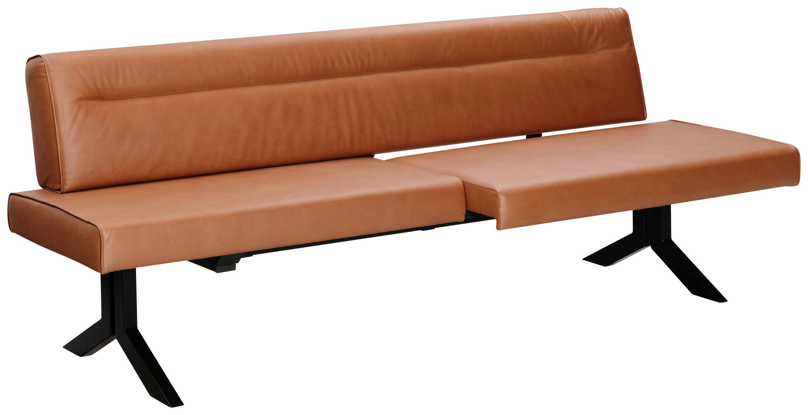 SITZBANK in Metall, Textil Schwarz, Cognac  - Cognac/Schwarz, Konventionell, Textil/Metall (220/87/70-86cm) - Moderano