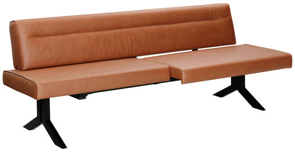 SITZBANK 220/87/70-86 cm  in Schwarz, Cognac  - Cognac/Schwarz, KONVENTIONELL, Textil/Metall (220/87/70-86cm) - Moderano