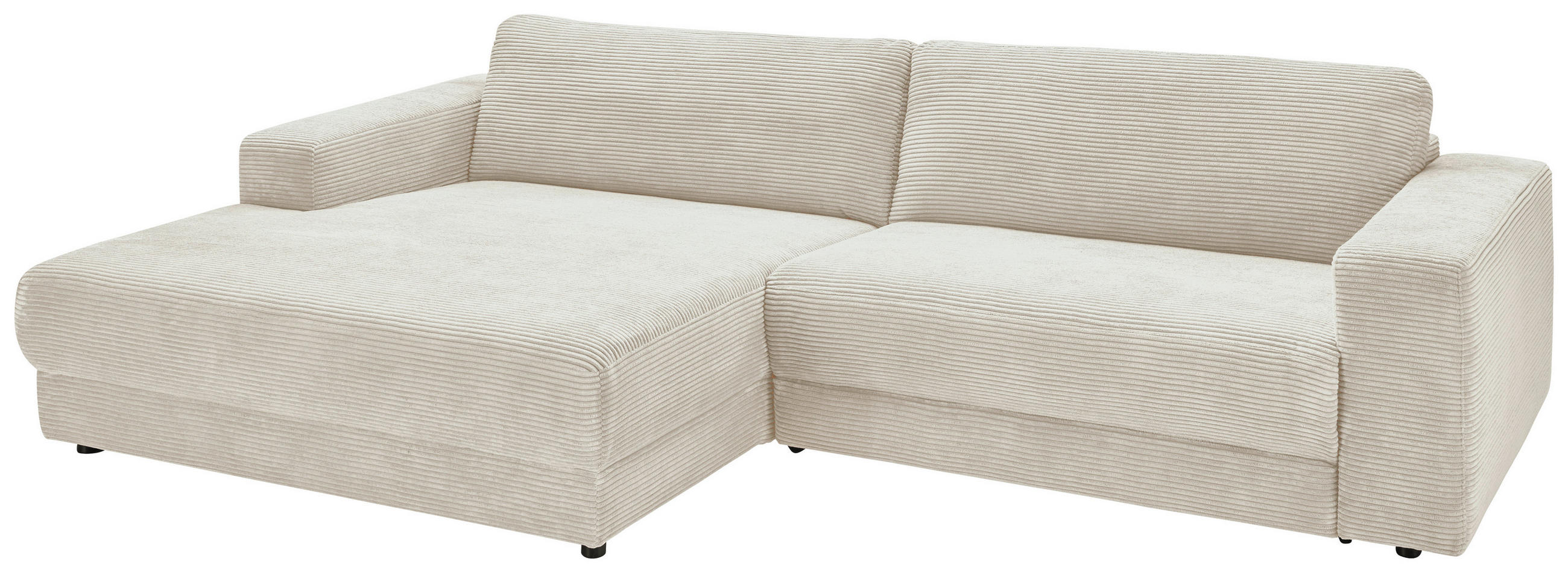ECKSOFA in Cord Naturfarben  168/296 cm  - Schwarz/Naturfarben, Design, Kunststoff/Textil (168/296cm) - Pure Home Lifestyle